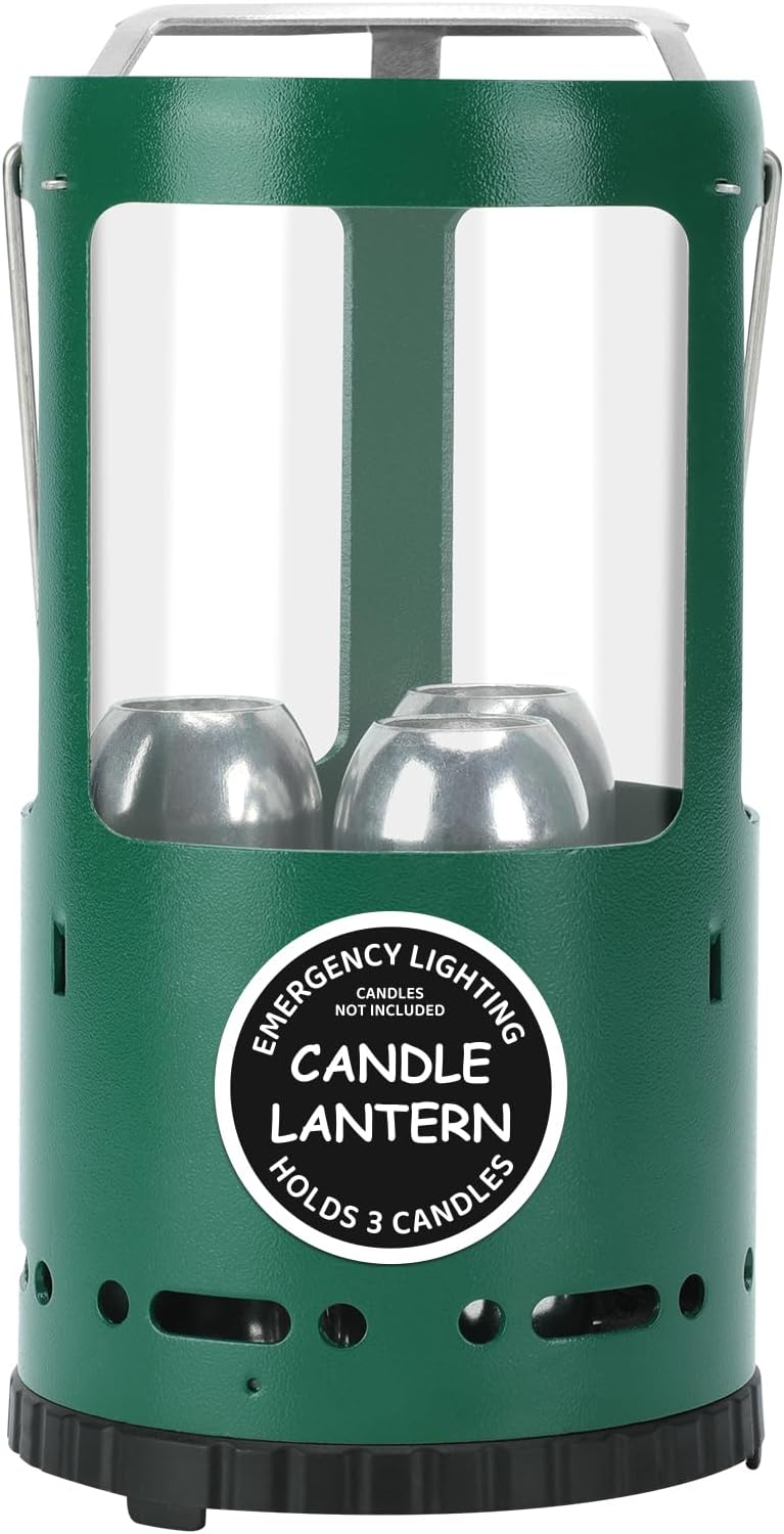EOXHFNLC Candle Lantern, Camping Gear for Campers and Emergency Use, Without Candles (Green) - Image 1